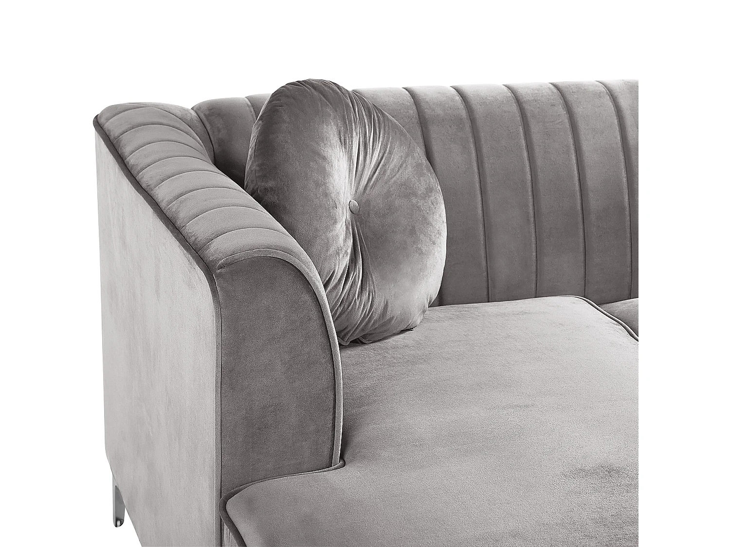 Canapé d'Angle - Timra - Côté Droite, en Velours, Gris