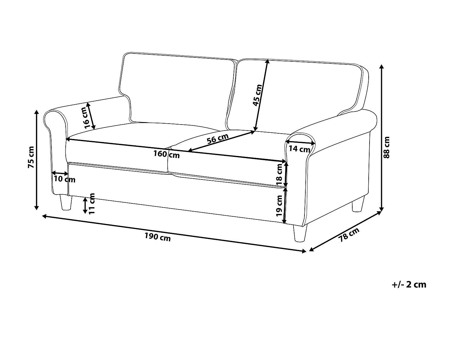 Bank RONNEBY Fluweel Donkergrijs 3-zitter