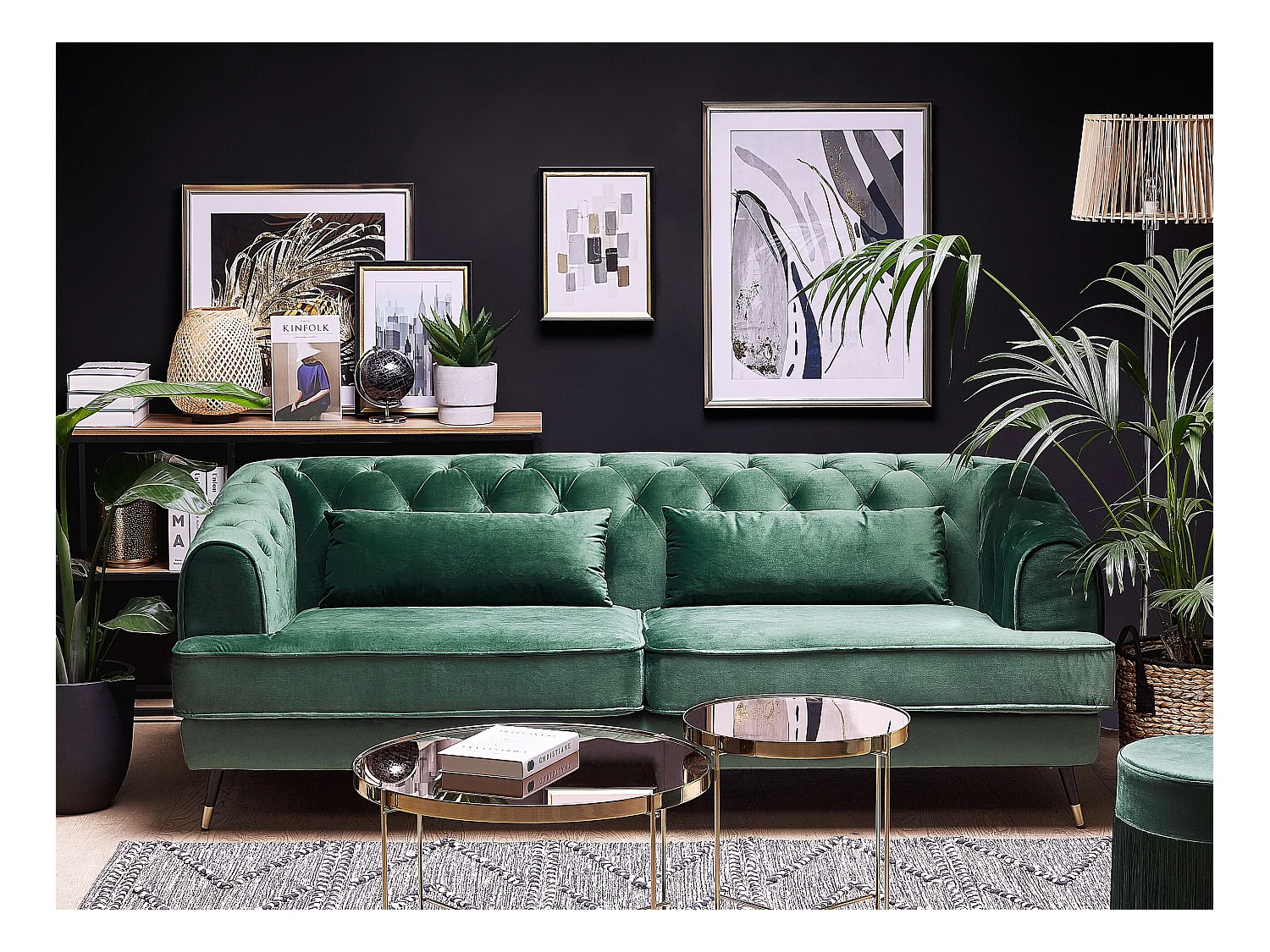 Divano SLETTA Velluto Verde scuro 3 posti