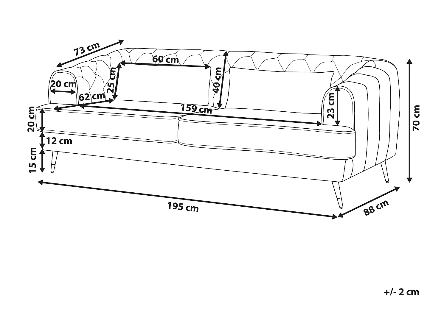 Bank SLETTA Fluweel Donkergroen 3-zitter