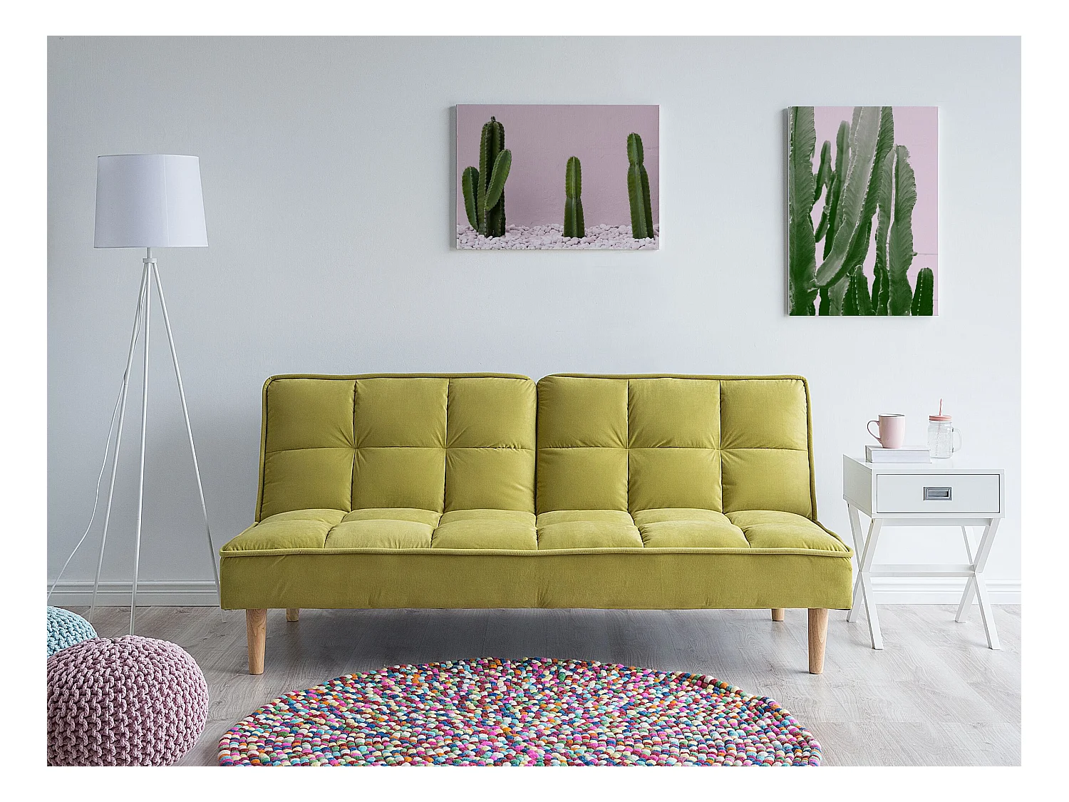 Canapé-lit 3 places SILJAN Tissu Vert olive