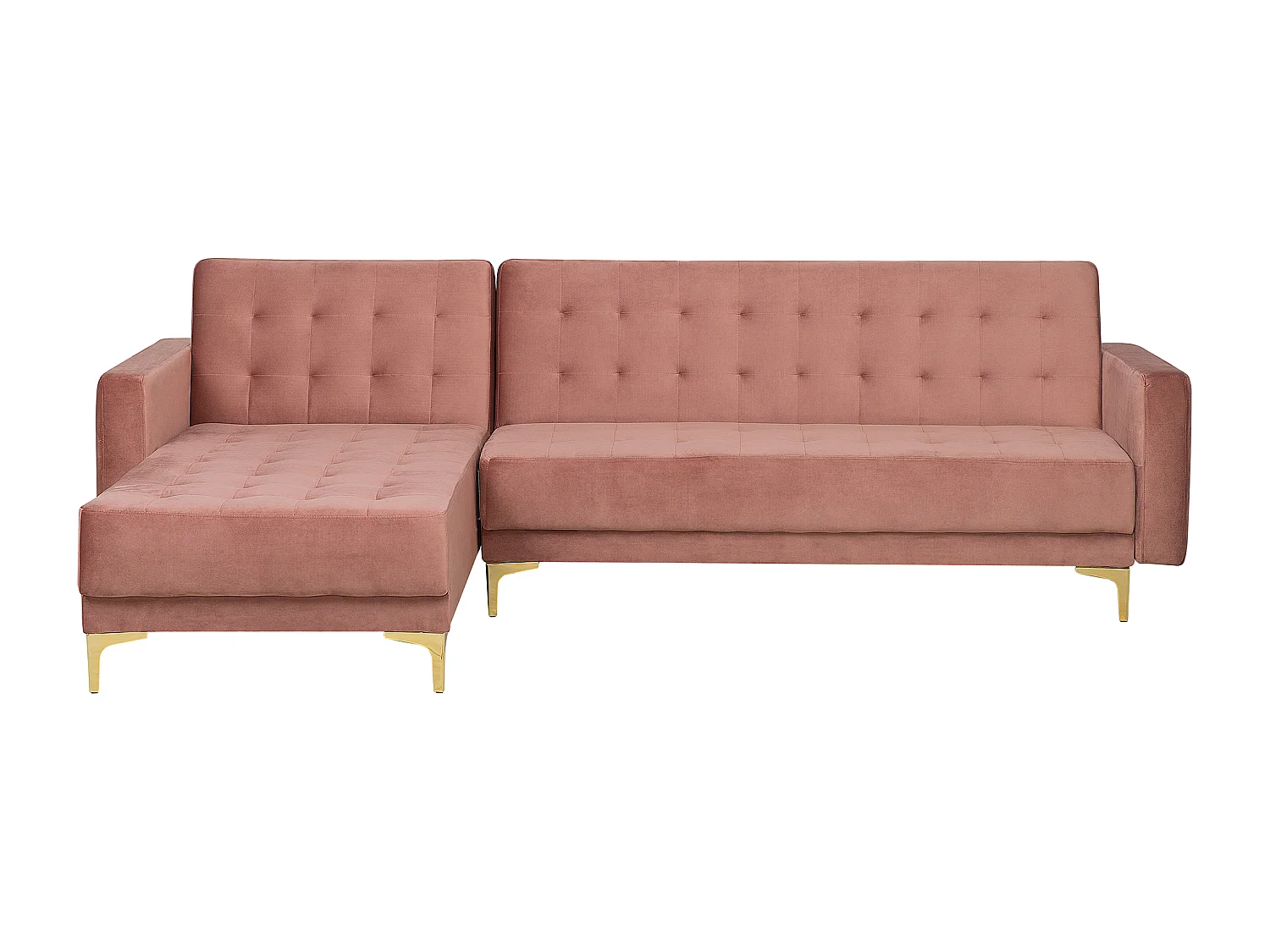 Sofá-cama de canto modular ABERDEEN Veludo Rosa 4 lugares à direita