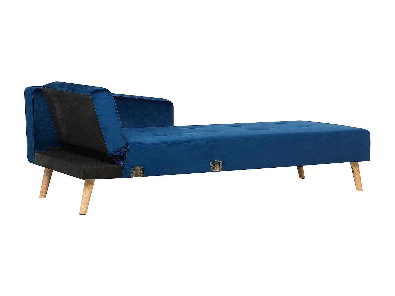 Ecksofa linksseitig Retro Stil Samtstoff blau mit Zierkissen Vadso