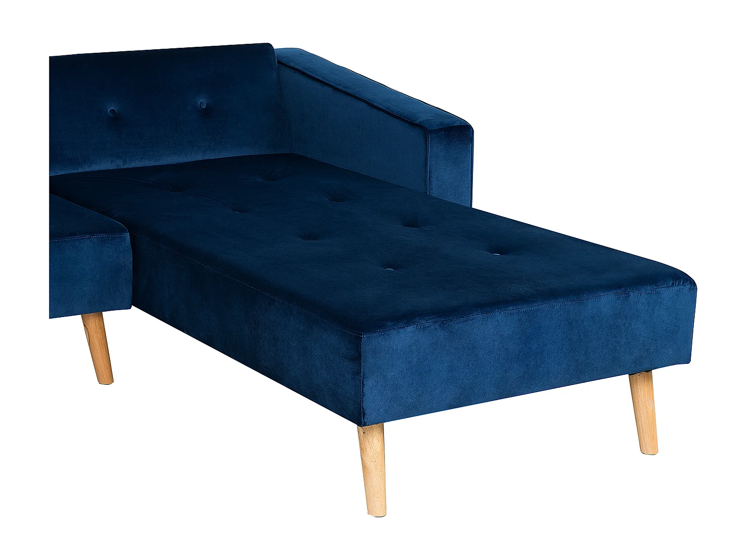 Ecksofa linksseitig Retro Stil Samtstoff blau mit Zierkissen Vadso