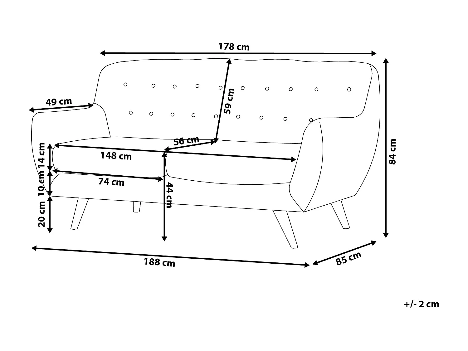 Modernes 3er Retro-Sofa aus Samtstoff in Grau Bodo
