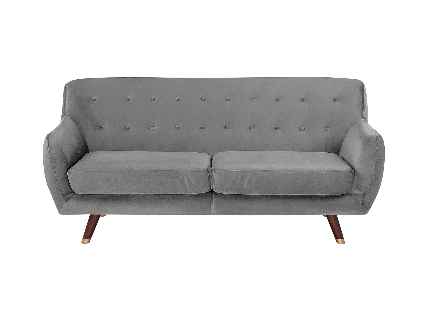 Modernes 3er Retro-Sofa aus Samtstoff in Grau Bodo