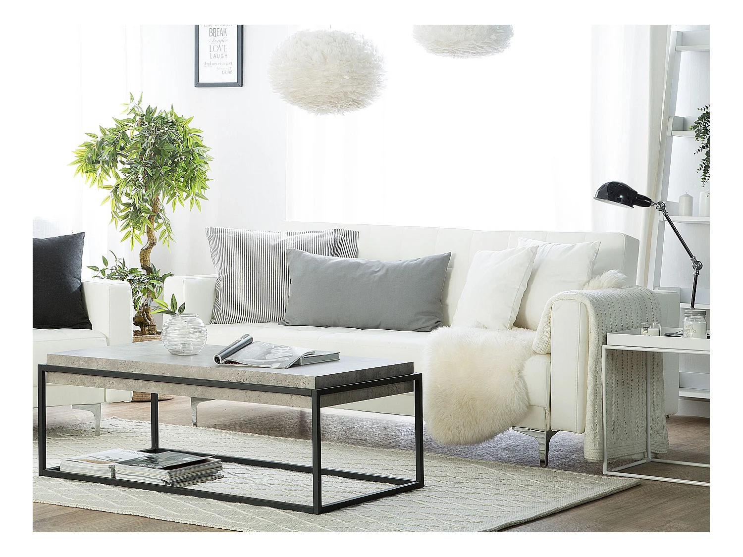 Canapé-lit 3 places ABERDEEN Cuir PU Blanc