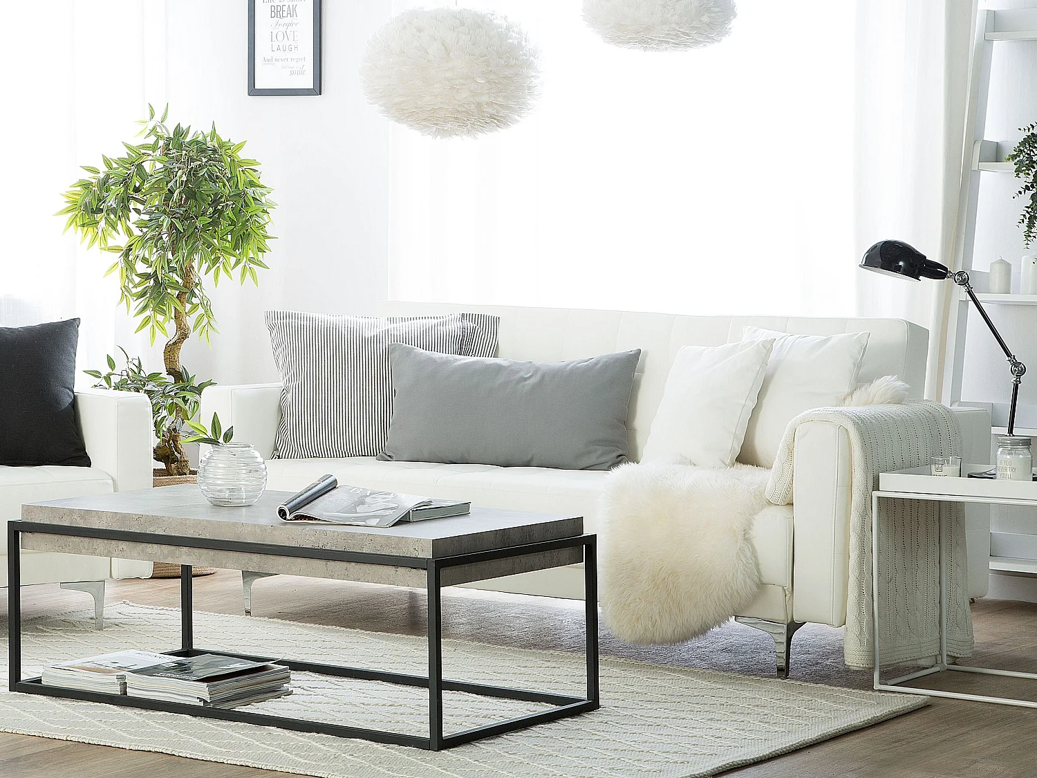 Sofá cama ABERDEEN Piel sintética Blanco 3 plazas