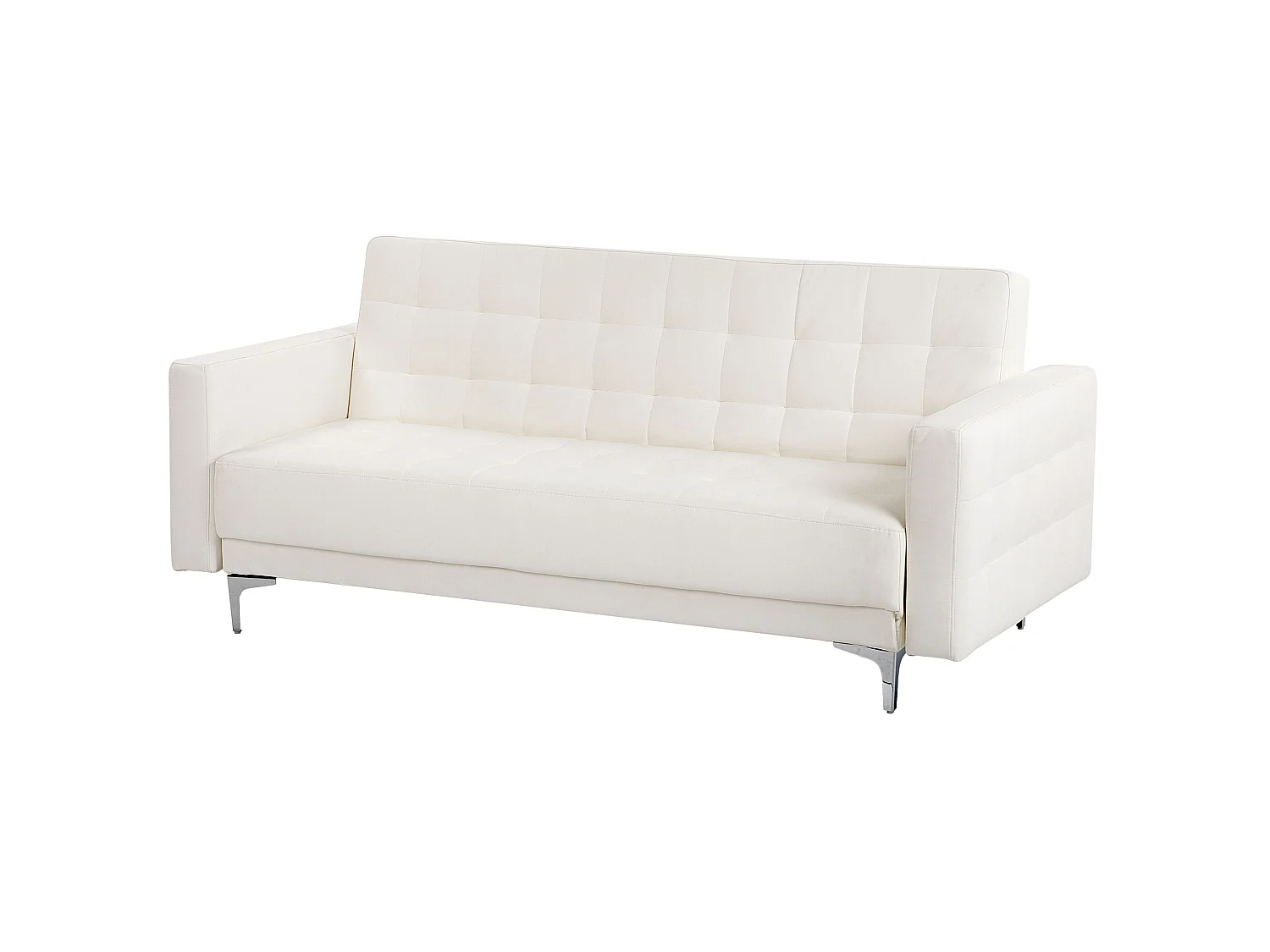 Canapé convertible clic-clac 3 places en simili cuir blanc ABERDEEN