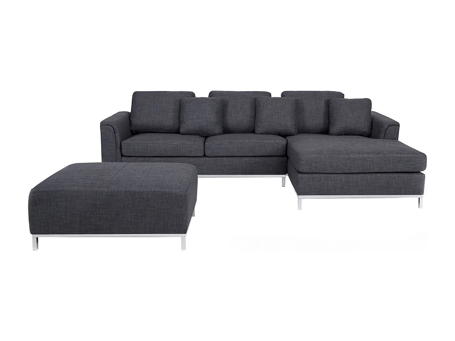 Hoekbank OSLO Stof Donkergrijs Met ottomaan 5-zitter Linkerzijde