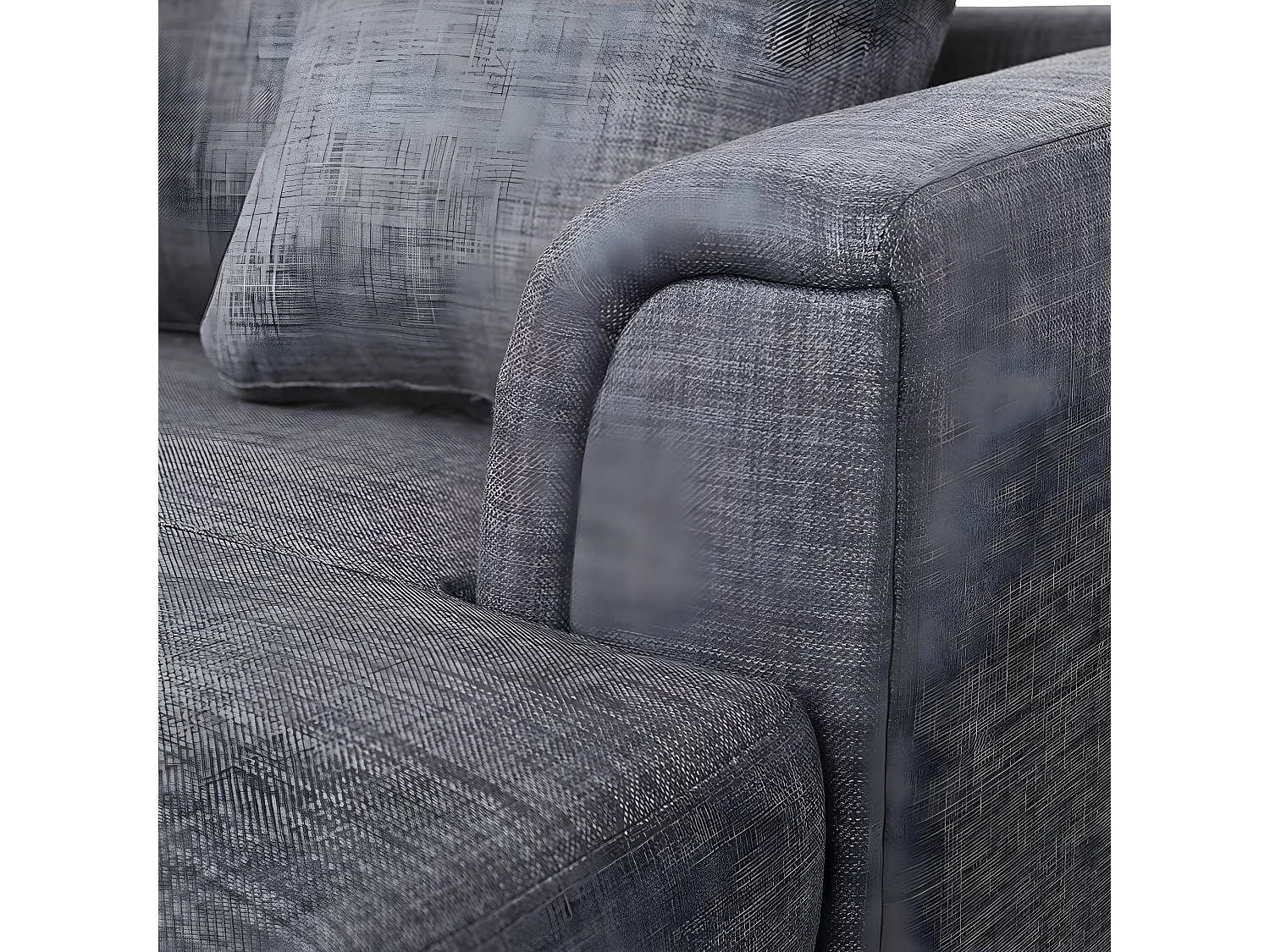 Hoekbank OSLO Stof Donkergrijs Met ottomaan 5-zitter Linkerzijde