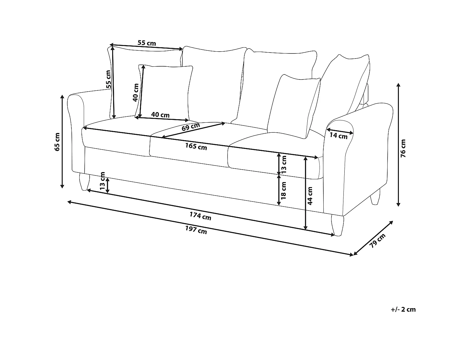 Sofa BORNHOLM Samtstoff Dunkelrot 3-Sitzer