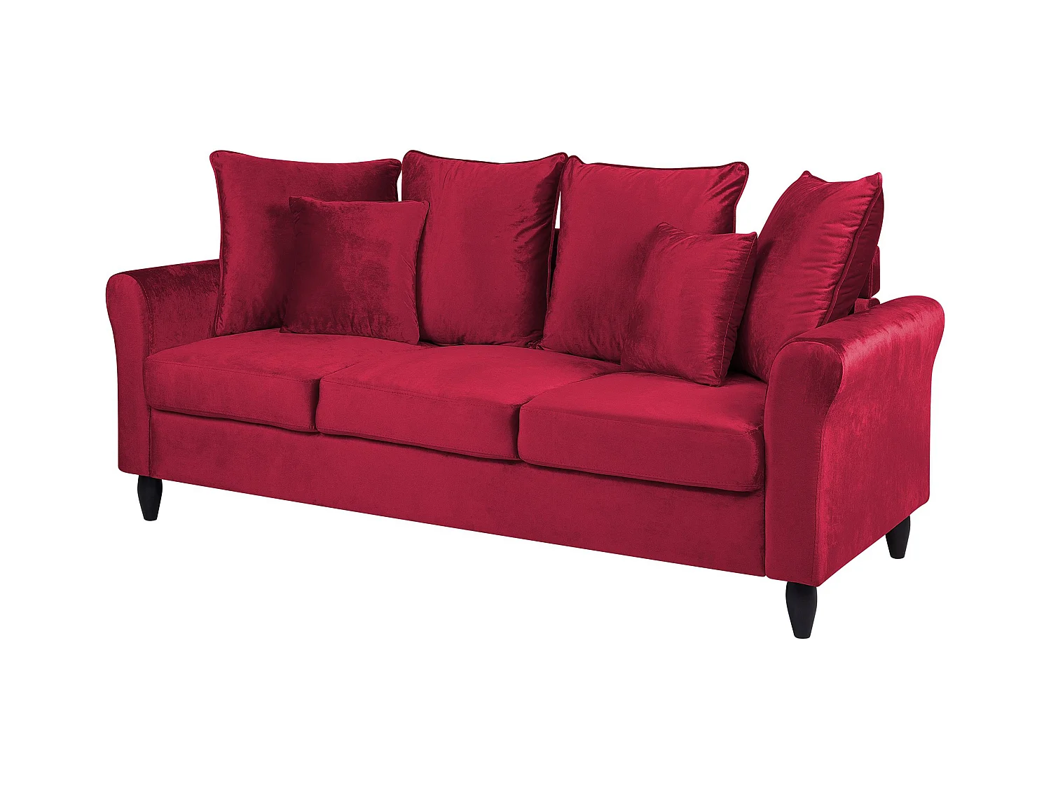 Sofa BORNHOLM Samtstoff Dunkelrot 3-Sitzer
