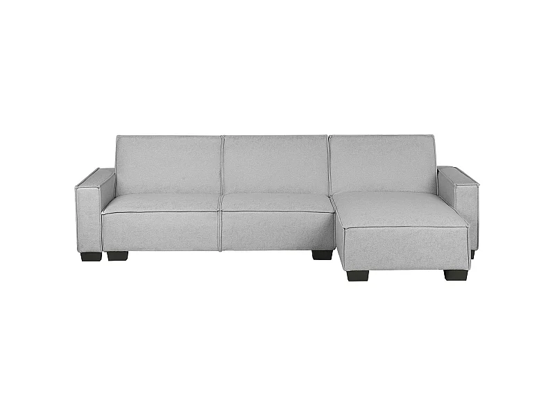 3-Sitzer Ecksofa links L-förmig Stoff hellgrau mit Schlaffunktion Romedal