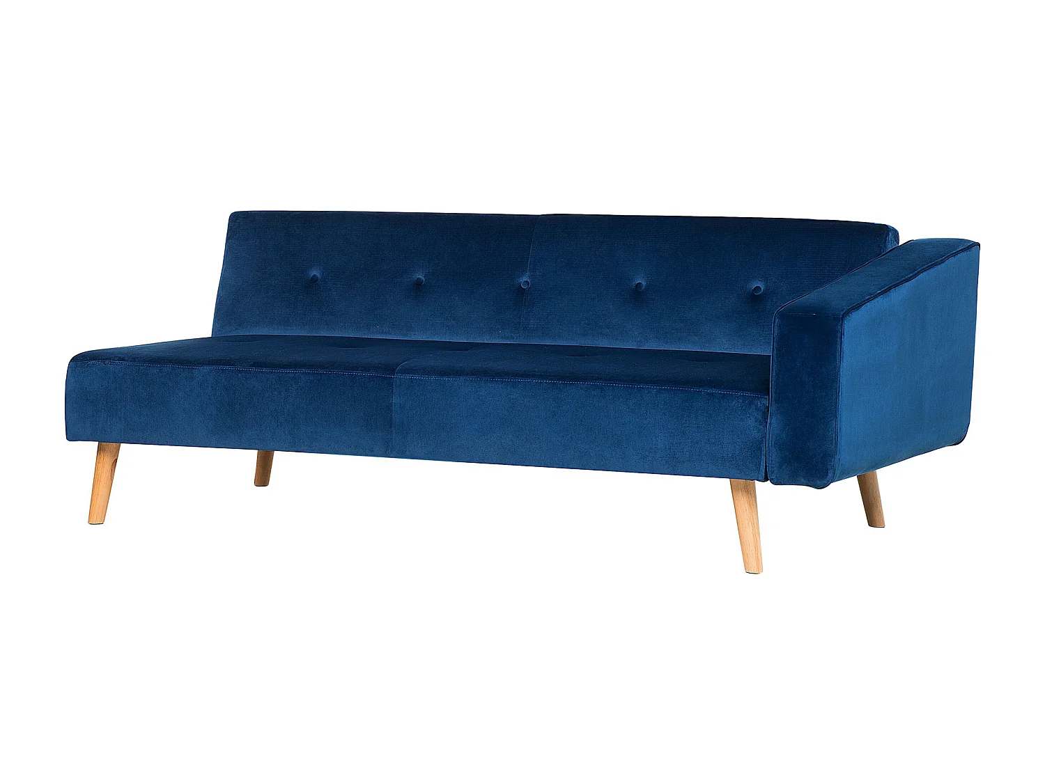 Ecksofa rechtsseitig Retro Stil Samtstoff blau mit Zierkissen Vadso