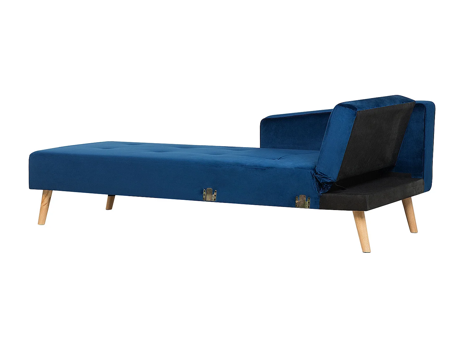 Ecksofa rechtsseitig Retro Stil Samtstoff blau mit Zierkissen Vadso