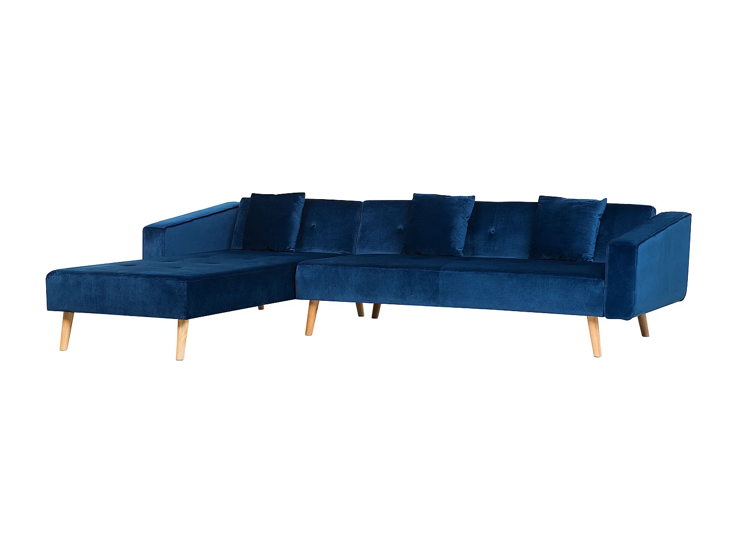 Hoekslaapbank VADSO Fluweel Marineblauw 4-zitter Rechterzijde