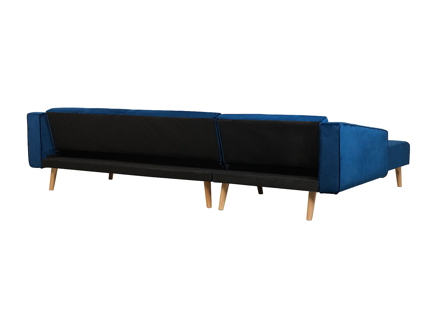 Hoekslaapbank VADSO Fluweel Marineblauw 4-zitter Rechterzijde