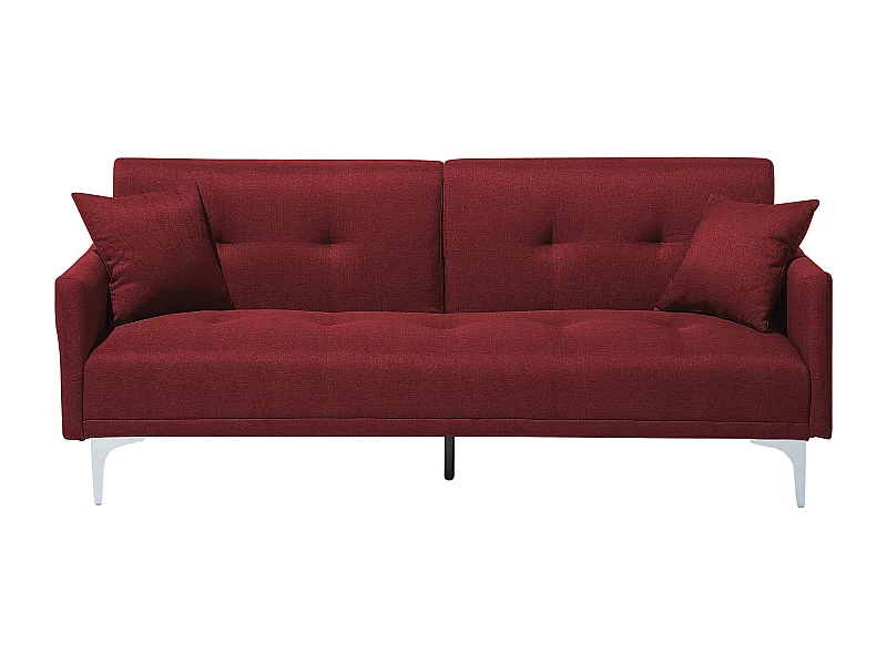 Schlafsofa LUCAN Stoff Dunkelrot 3-Sitzer