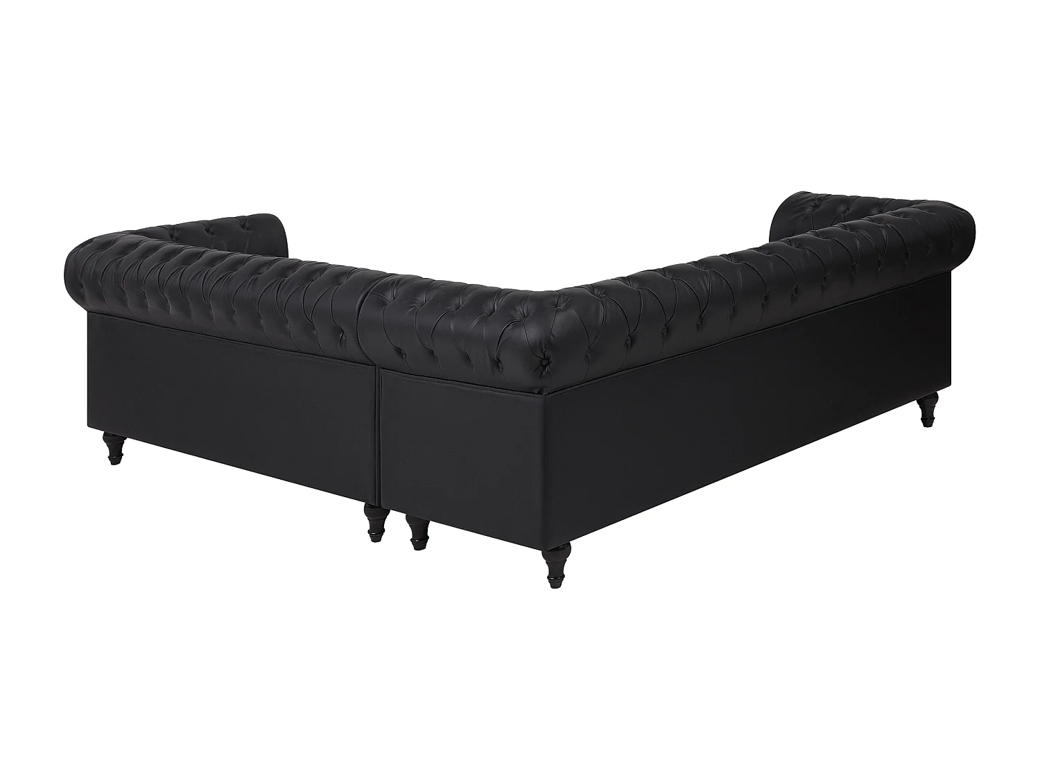 Hoekbank CHESTERFIELD Kunstleer Zwart 6-zitter Rechterzijde