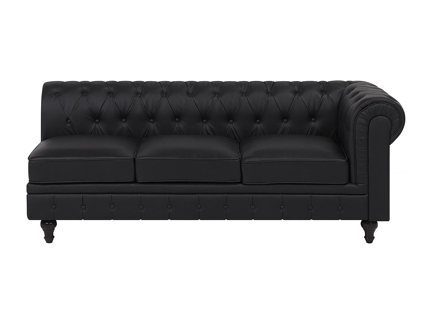 Hoekbank CHESTERFIELD Kunstleer Zwart 6-zitter Rechterzijde