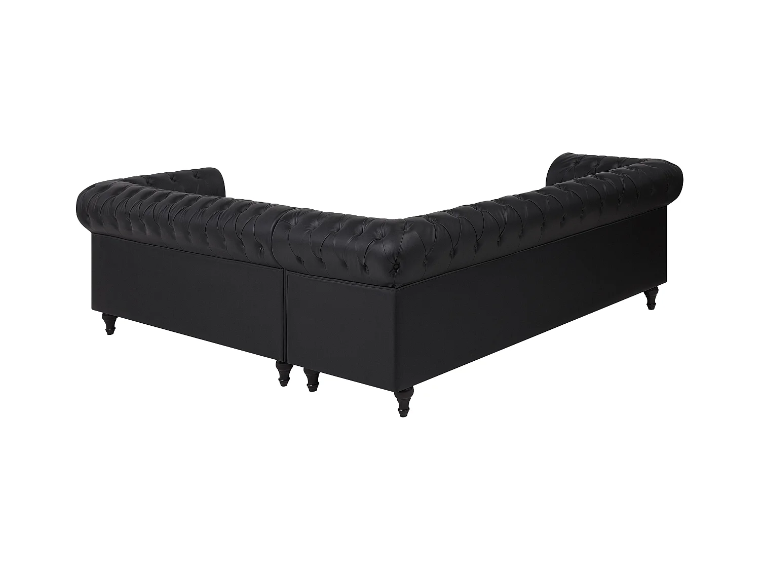 Hoekbank CHESTERFIELD Kunstleer Zwart 6-zitter Rechterzijde