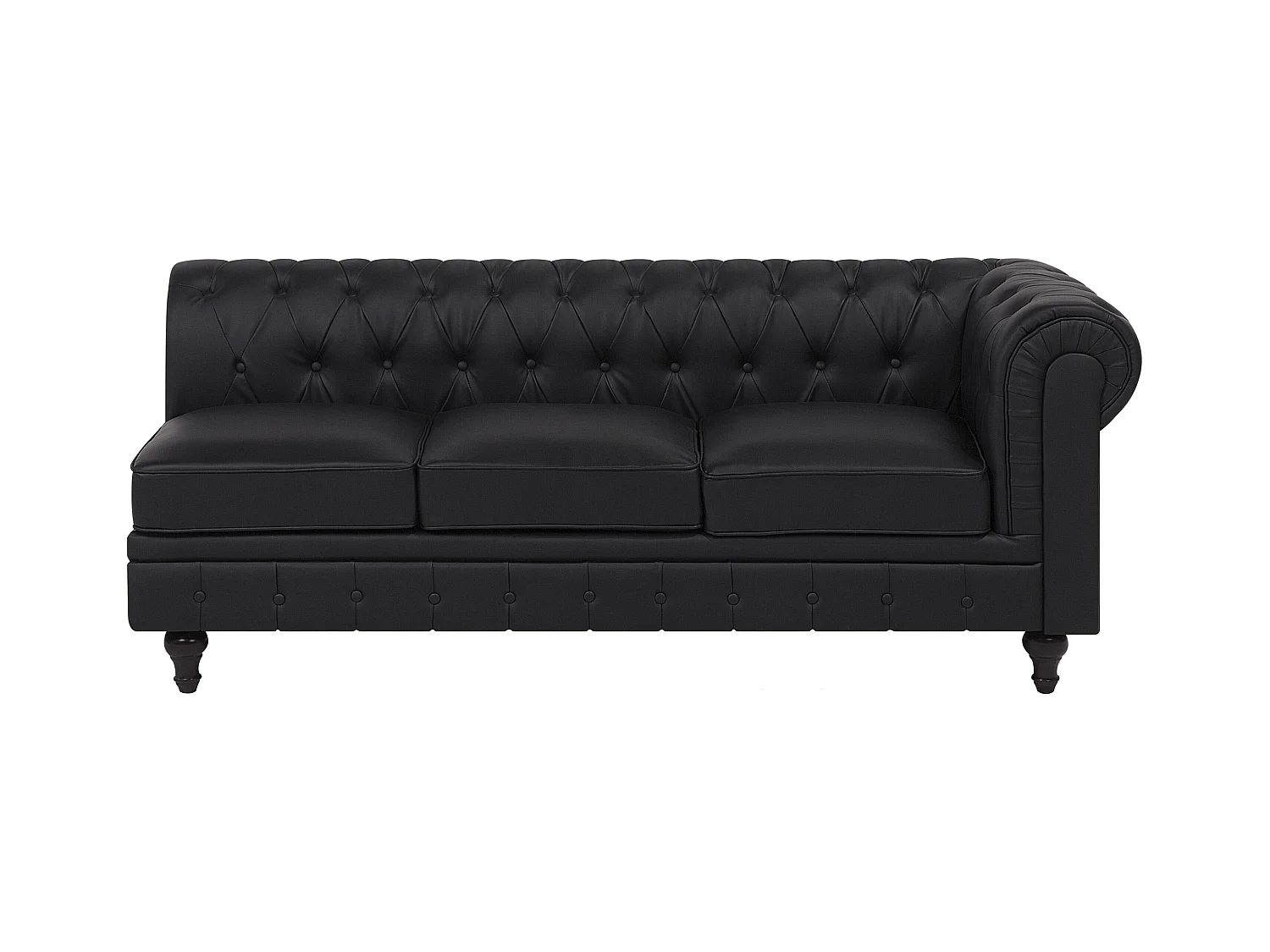 Hoekbank CHESTERFIELD Kunstleer Zwart 6-zitter Rechterzijde
