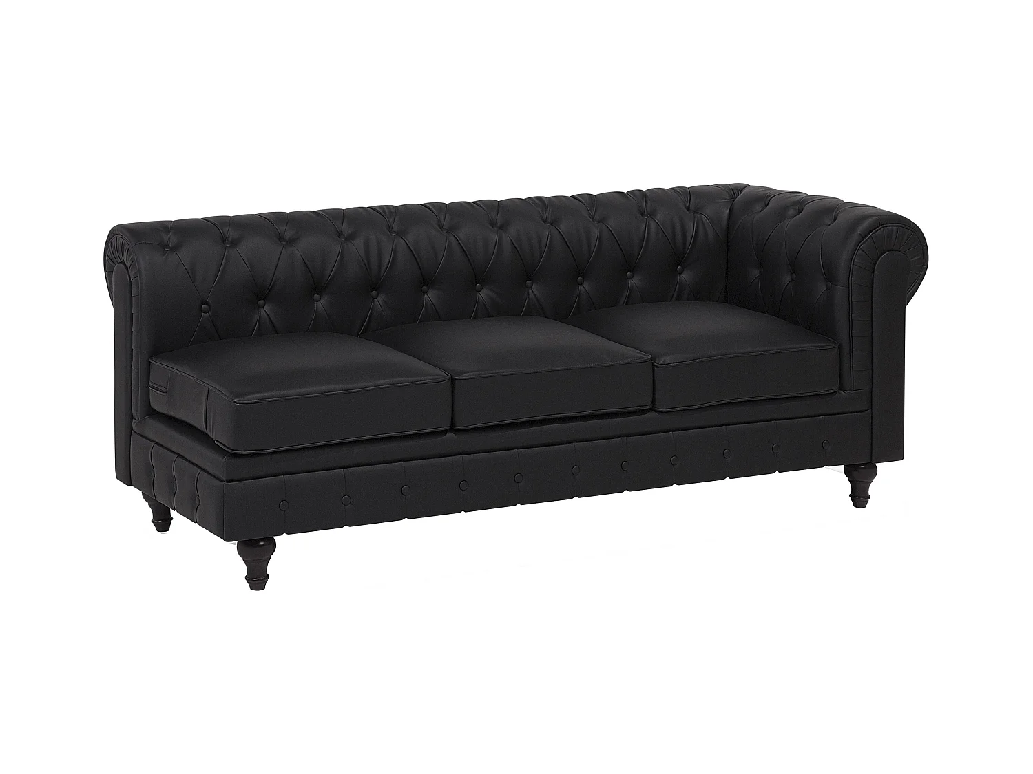 Hoekbank CHESTERFIELD Kunstleer Zwart 6-zitter Rechterzijde
