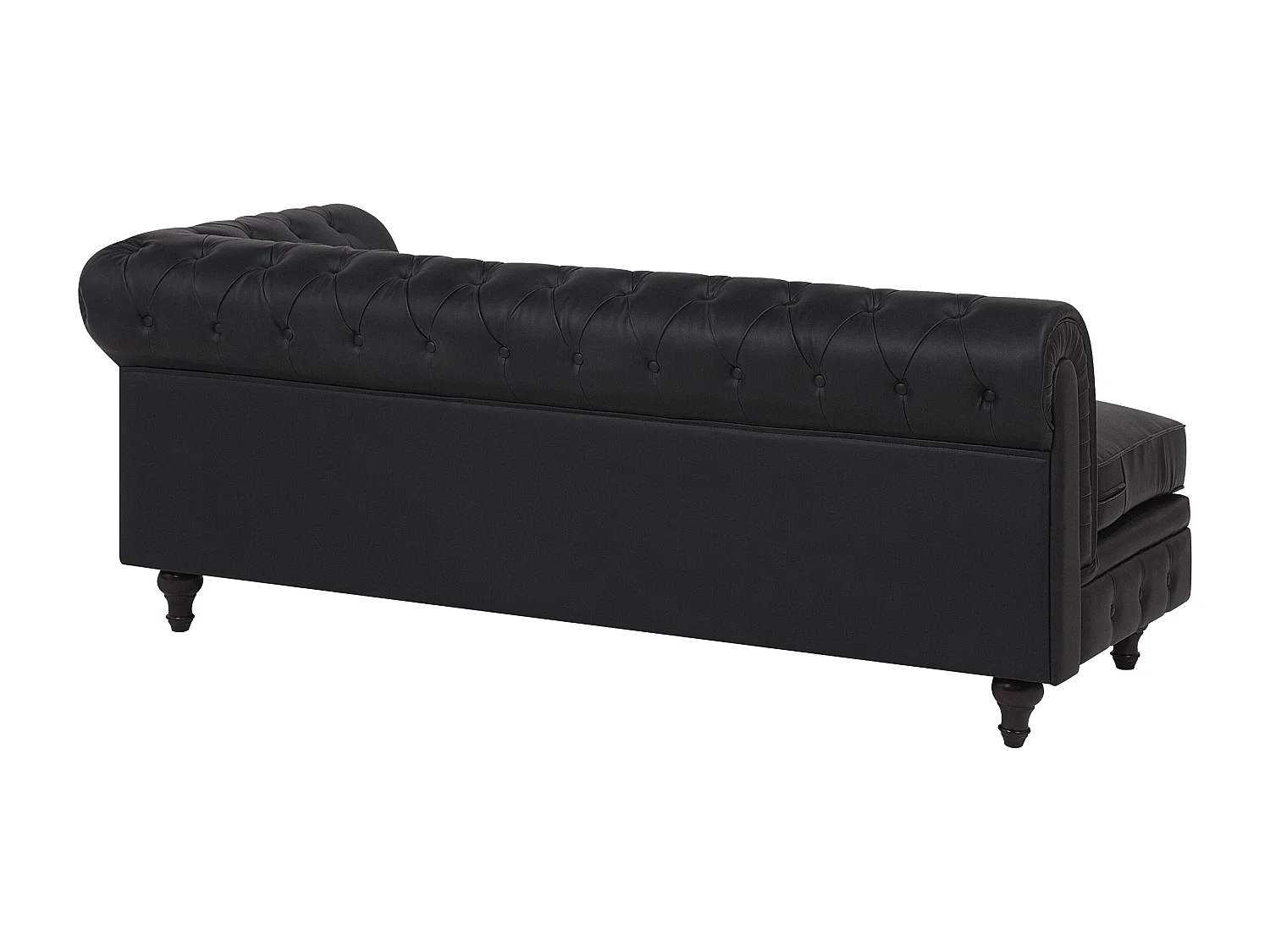 Hoekbank CHESTERFIELD Kunstleer Zwart 6-zitter Rechterzijde