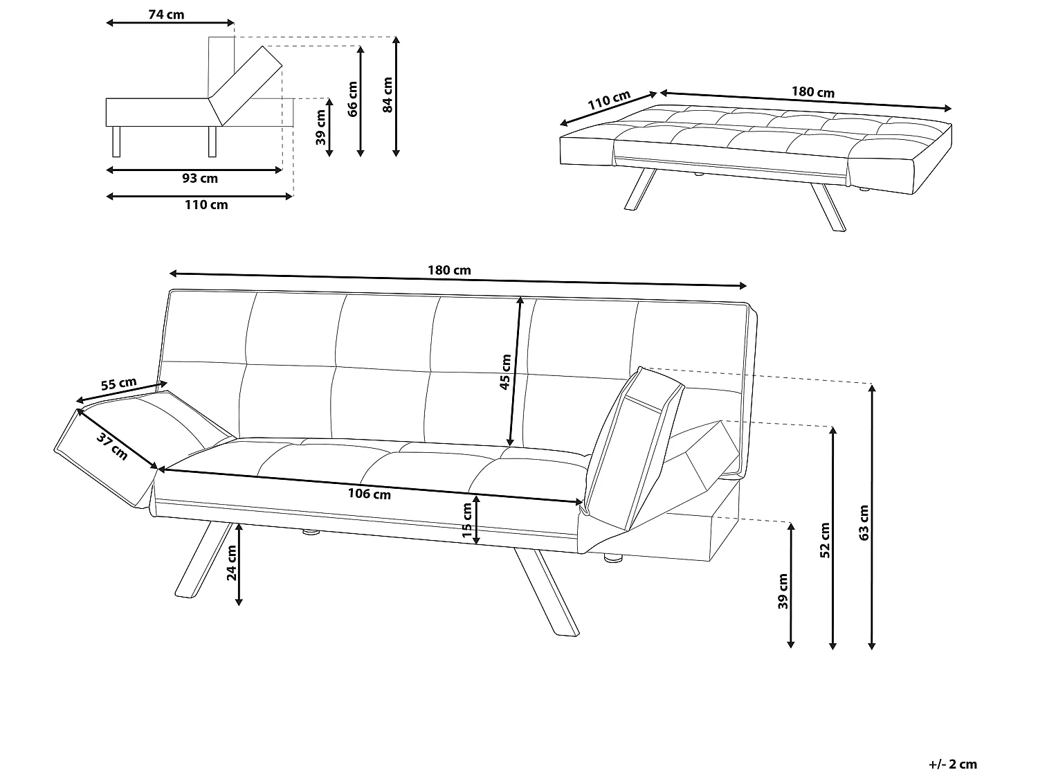 Slaapbank kunstleer bruin BRISTOL II