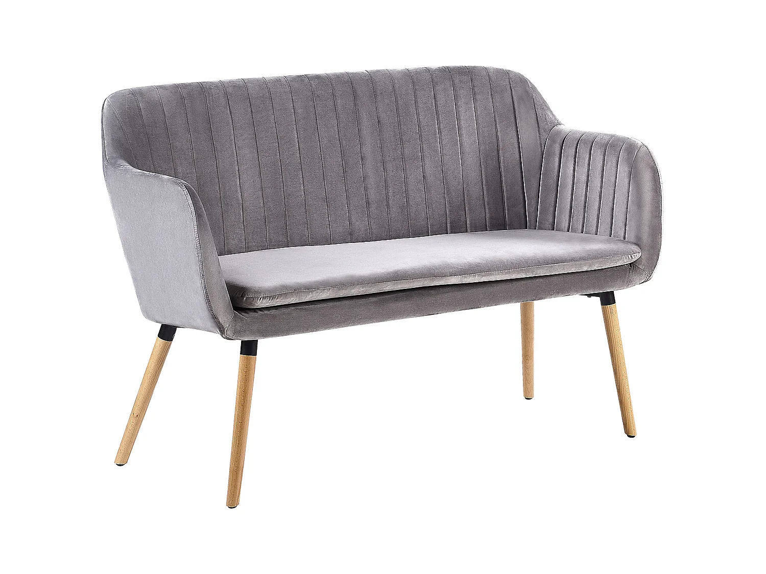 Banc rembourré 2 places TABY Velours Gris clair