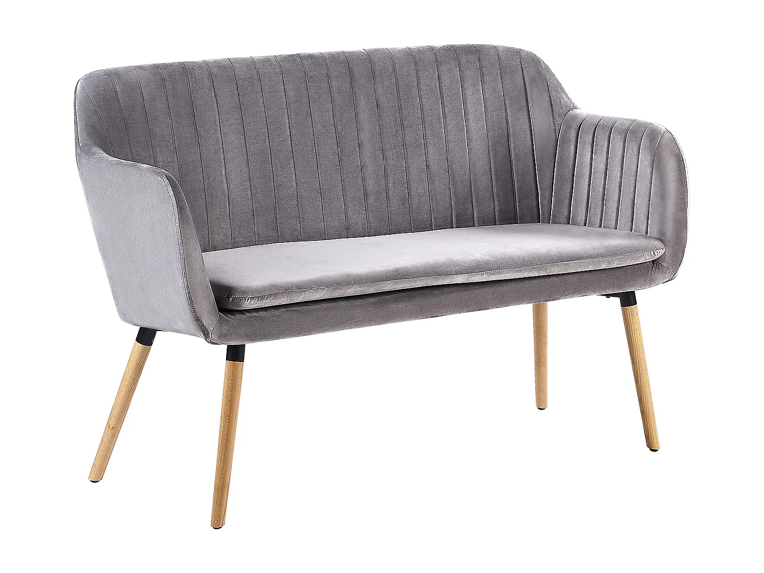Banc rembourré 2 places TABY Velours Gris clair