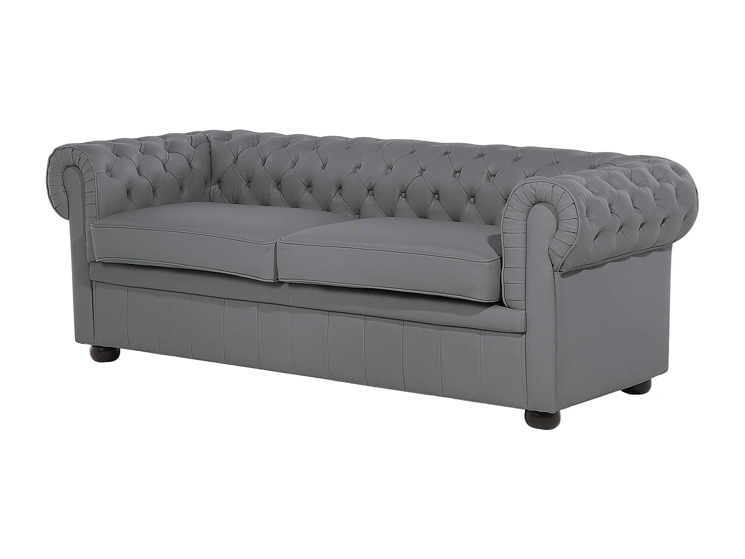 Divano CHESTERFIELD Pelle naturale Grigio 3 posti