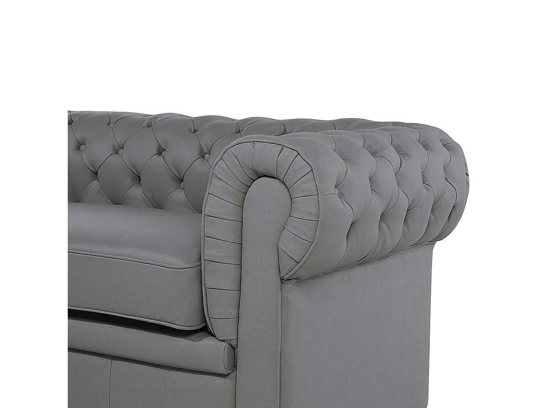 Divano CHESTERFIELD Pelle naturale Grigio 3 posti