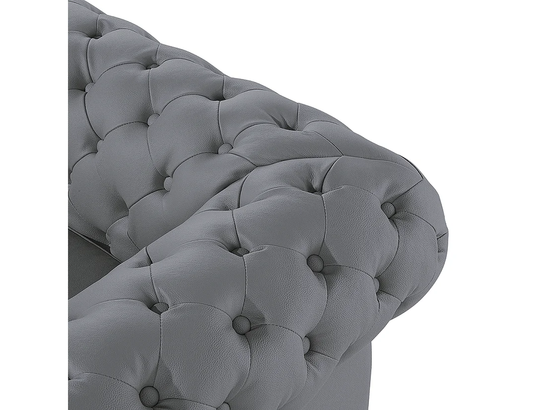 Divano CHESTERFIELD Pelle naturale Grigio 3 posti
