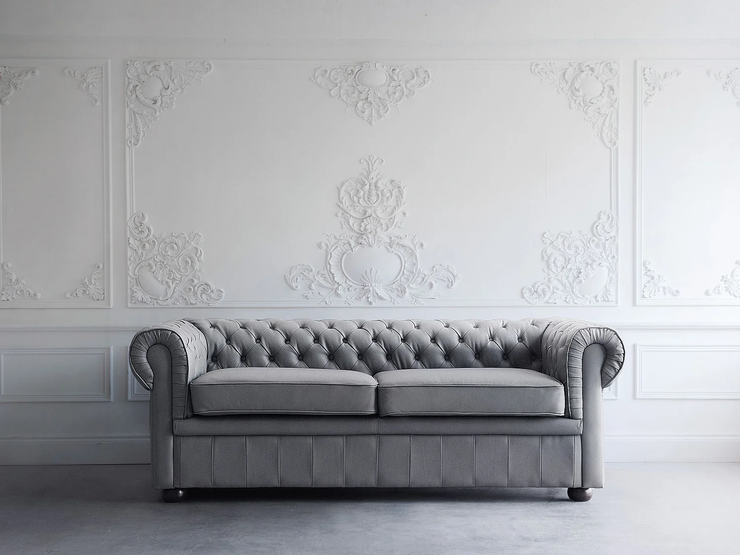 Divano CHESTERFIELD Pelle naturale Grigio 3 posti