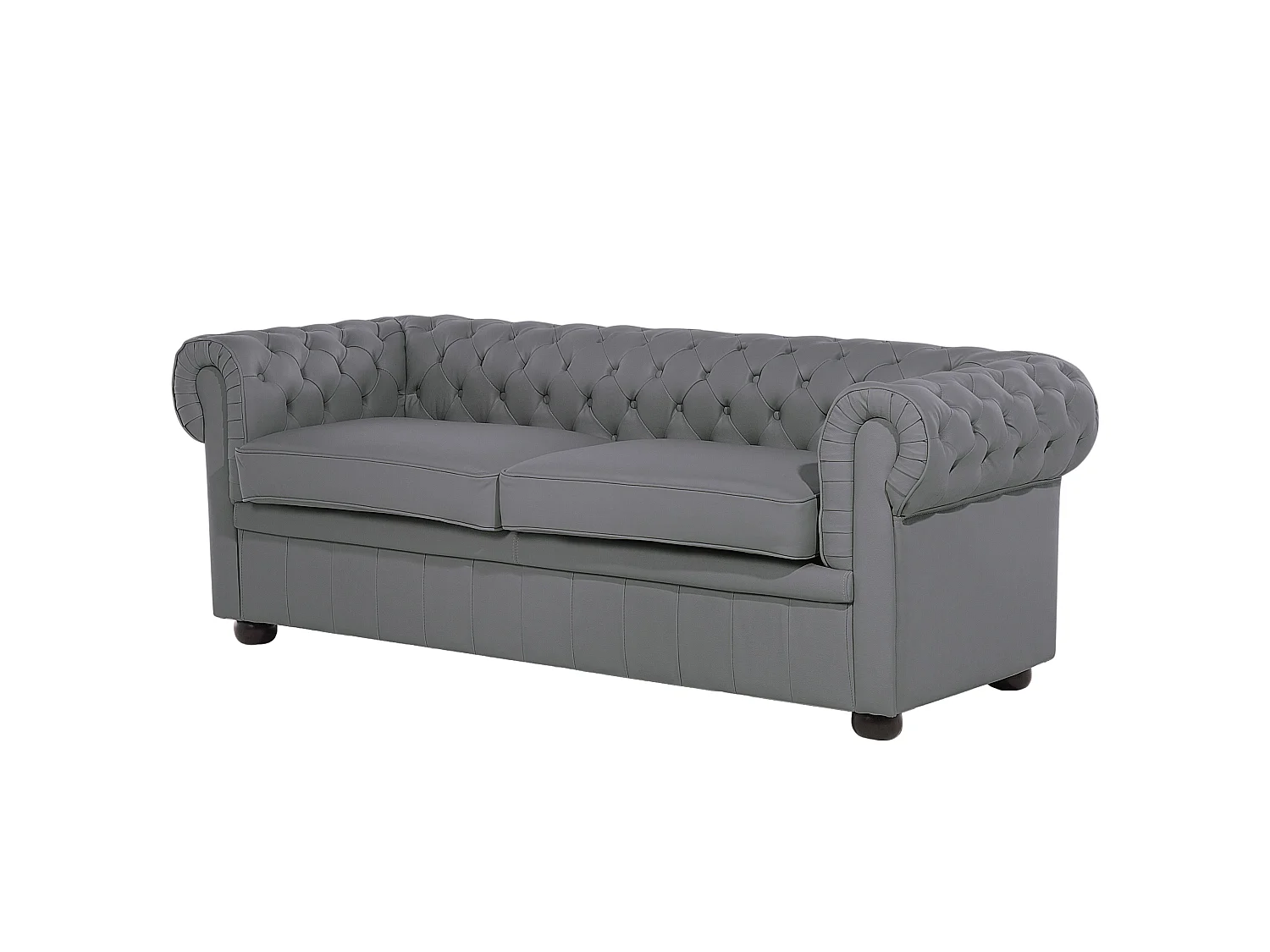 Divano CHESTERFIELD Pelle naturale Grigio 3 posti