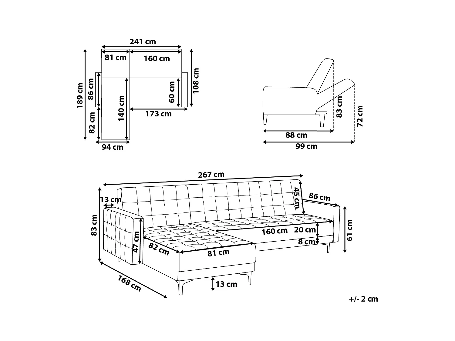 Modulaire hoekslaapbank ABERDEEN Fluweel Zandbeige 4-zitter Rechterzijde