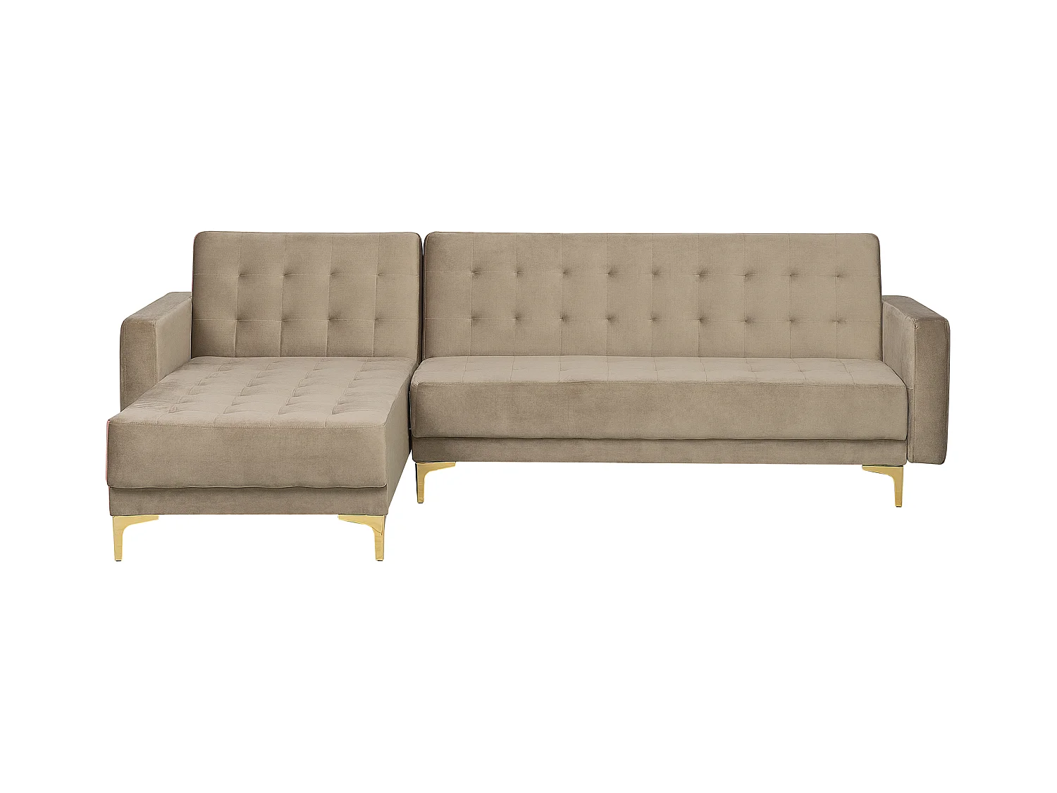Canapé Angle à Droite - Aberdeen - Velours, Beige Clair