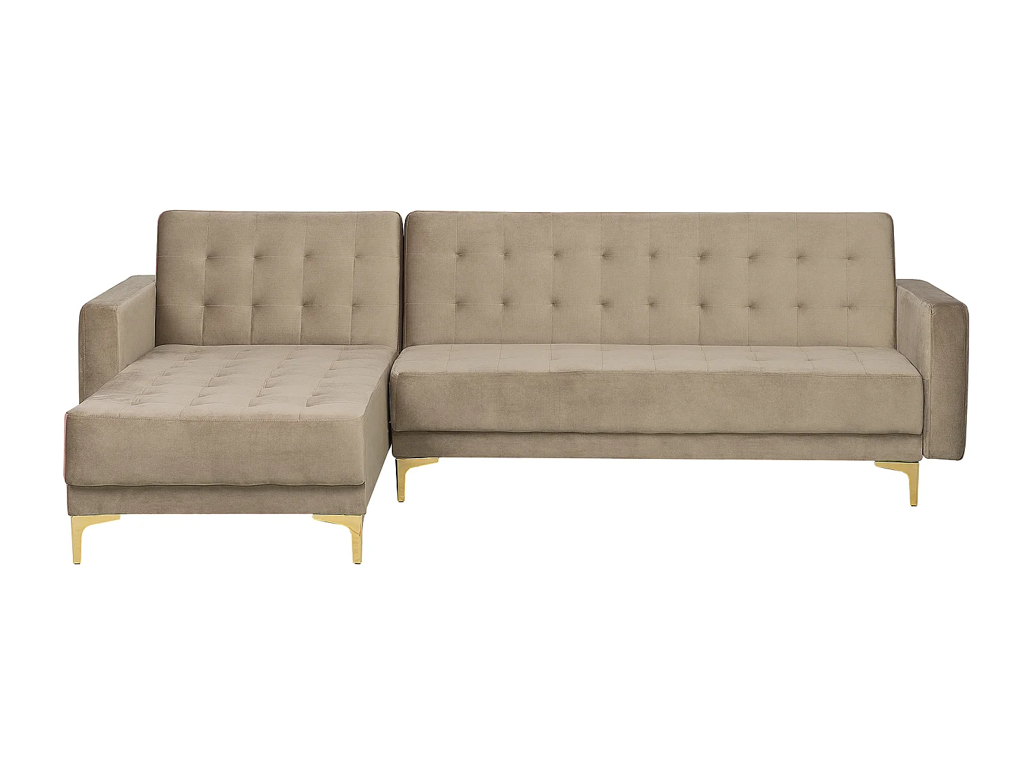 Modulaire hoekslaapbank ABERDEEN Fluweel Zandbeige 4-zitter Rechterzijde