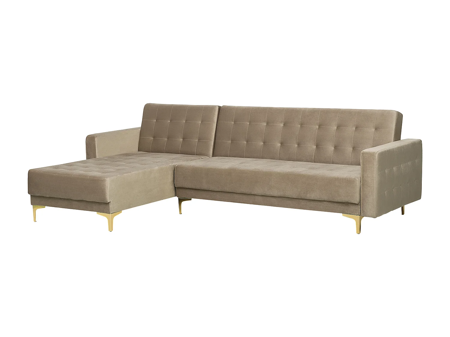 Modulaire hoekslaapbank ABERDEEN Fluweel Zandbeige 4-zitter Rechterzijde