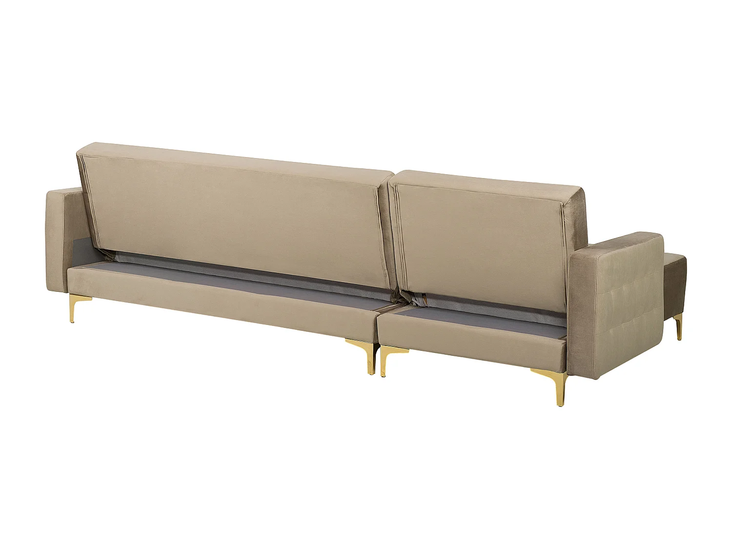 Modulaire hoekslaapbank ABERDEEN Fluweel Zandbeige 4-zitter Rechterzijde