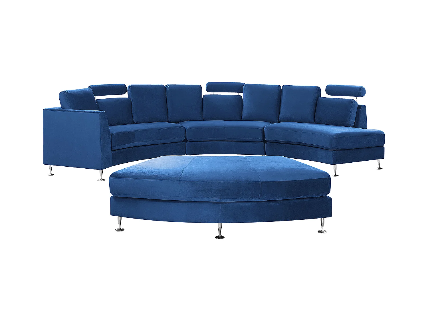 Halfronde bank ROTUNDE Fluweel Donkerblauw 7-zitter