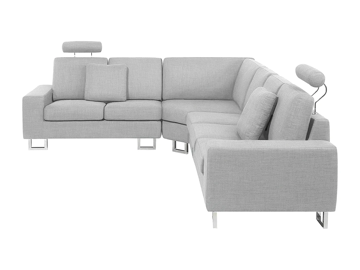 Hoekbank STOCKHOLM Stof Lichtgrijs 6-zitter Rechterzijde
