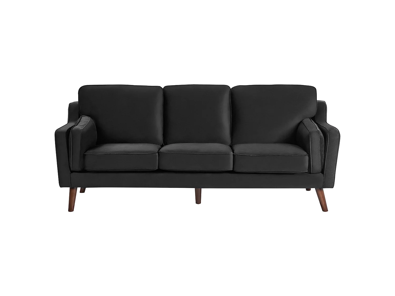 Sofa LOKKA Samtstoff Schwarz 3-Sitzer