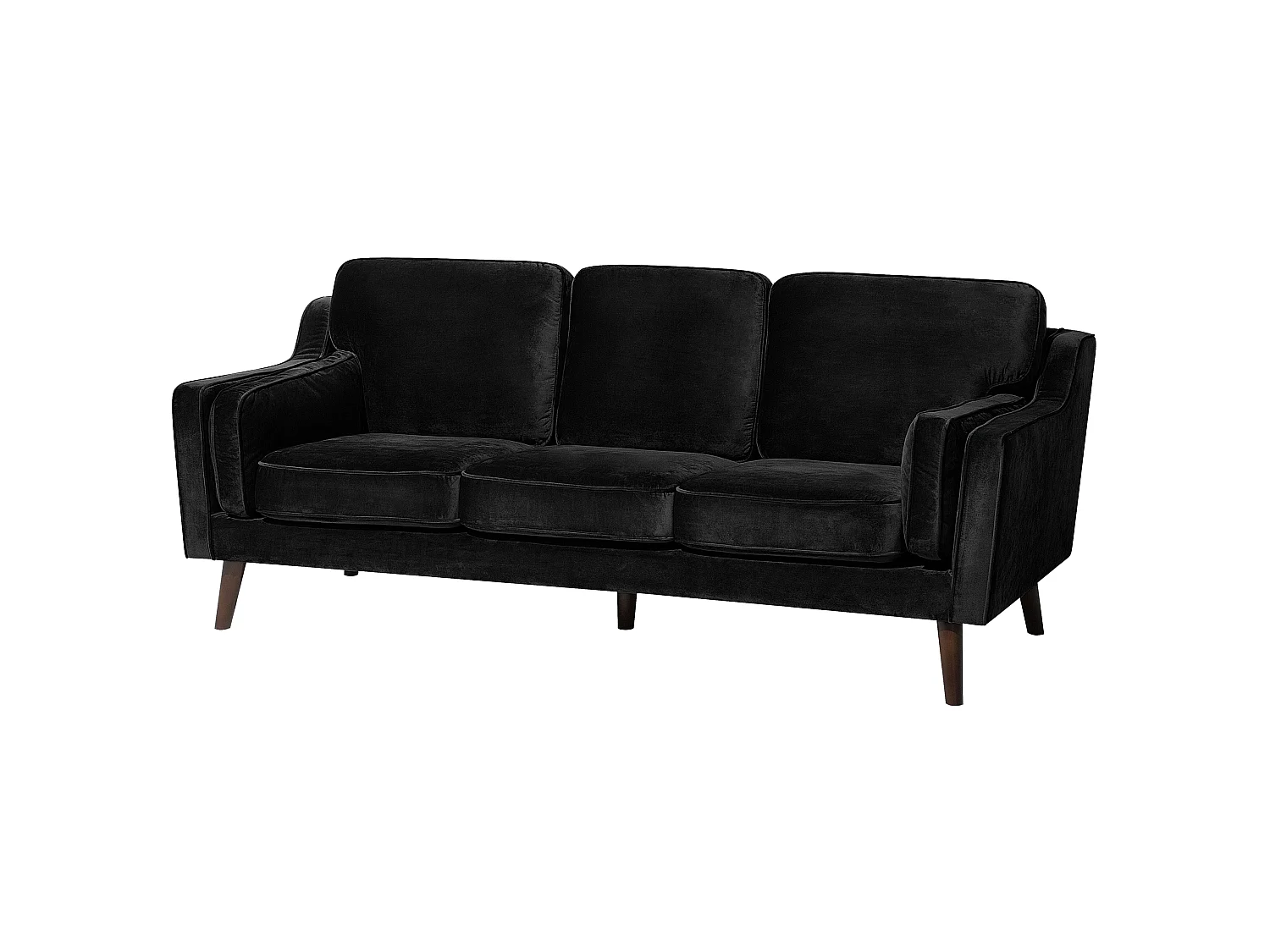 Sofa LOKKA Samtstoff Schwarz 3-Sitzer