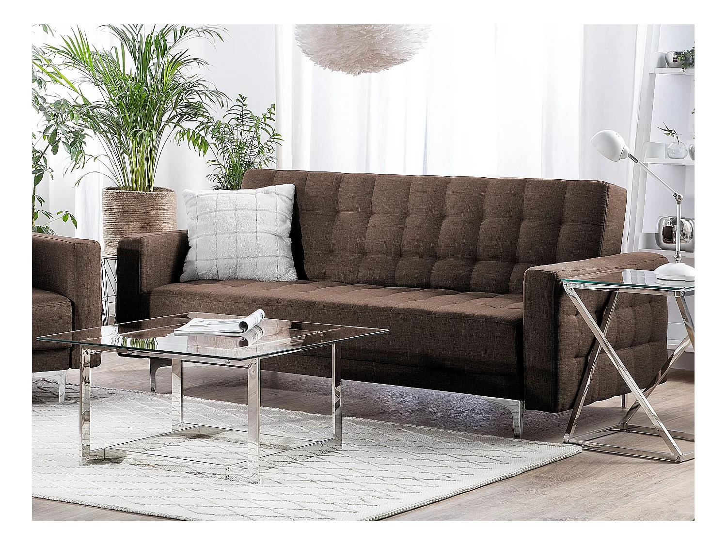 Slaapbank ABERDEEN Stof Donkerbruin 3-zitter