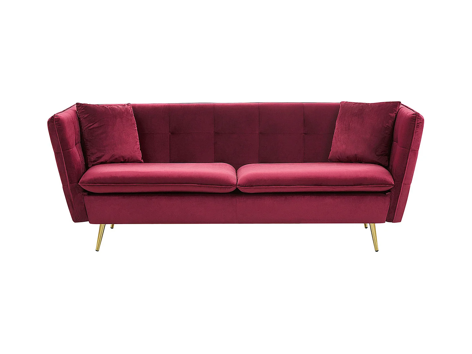 Bank FREDERICA Fluweel Donkerrood 3-zitter