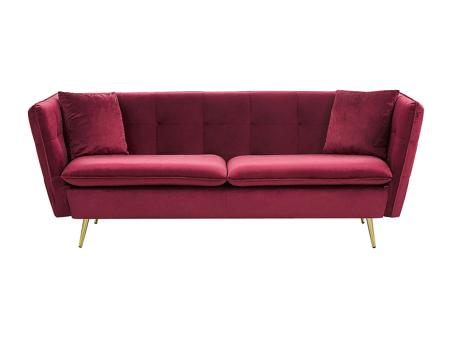 Sofá FREDERICA Veludo Vermelho escuro 3 lugares