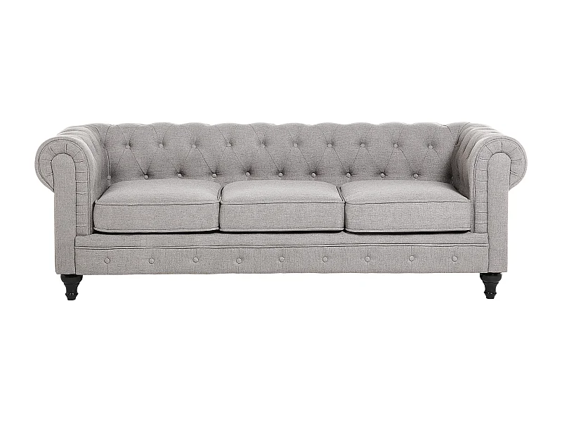 Canapé 3 places CHESTERFIELD Tissu Gris clair